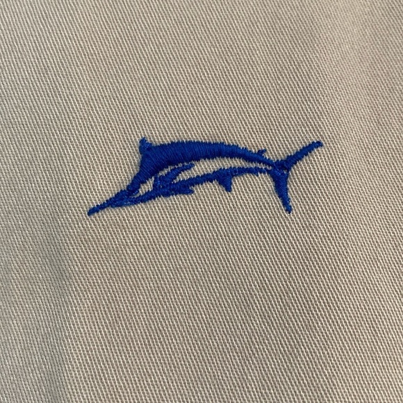 Hook & Tackle Embroidered Marlin Chino Shorts Beige Blue Size 40 - Picture 1 of 10
